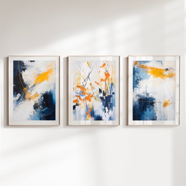 Blue Orange Wall Art Etsy