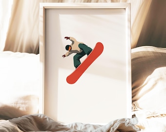 Snowboarder Art Print: Minimalist Winter Sports Poster