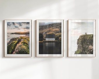 Set of 3 Printable Irish wall art prints | Annestown Beach, Gougane Barra, Cliffs of Moher, Ireland | Digital Download | New Home Gift Idea