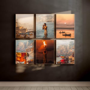 Varanasi India Photography Prints: Antique Wall Art Set