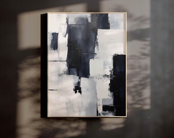 Black and White Abstract Wall Art – Modern Minimalist Canvas Luxury ...