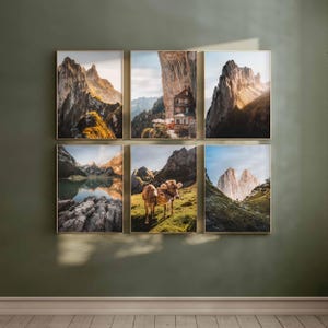 Appenzell Schweizer Alpen Fotografie Druckset: Rustikale Berglandschaft Dekor