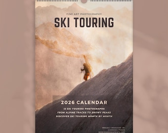 Calendario de pared de esquí de travesía 2026: empieza cualquier mes, calendario flexible de 12 meses