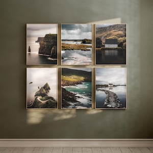 Conjunto de 6 impresiones irlandesas: Gougane Barra, muelle de Dunquin, acantilados de Mohers / Arte mural fotográfico / Regalos de Irlanda