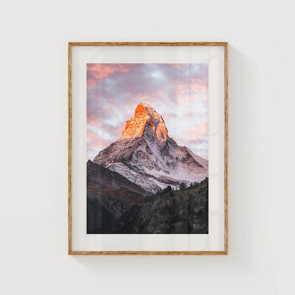 Matterhorn Sunrise, Zermatt, Alpes suizos, Suiza / Descarga digital / Fotografía de montaña imprimible Impresión de arte de pared / Regalos de decoración de pared