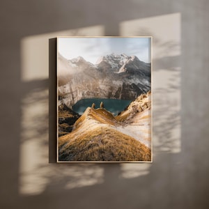 Swiss Alps Print Oeschinensee – Landscape Photography Wall Art of Switzerland Mountain Lake, Alpine Home Decor, Nature Travel Gift