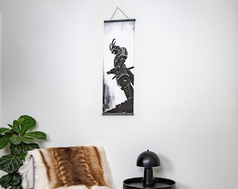 Lienzo enrollable de guerrero samurái / Impresión artística oriental japonesa