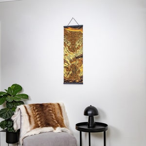 Japanese Wall Canvas Art | Samurai Dragon Fury | Oriental Asian Scroll | Japan Warrior Mythology | Original Unique Print | Living Room Art