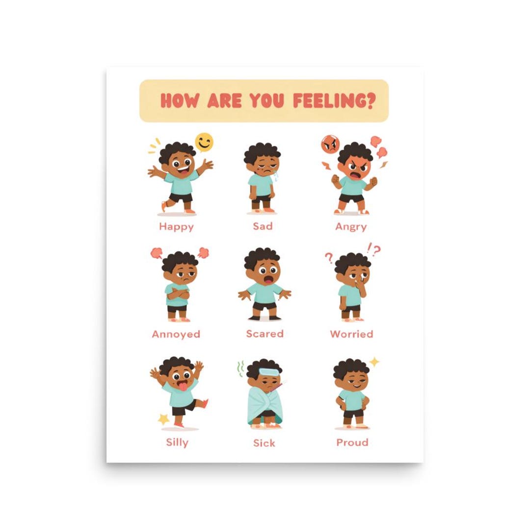 Personalized Feelings Chart for Kids | Calm Corner Poster | Diverse ...