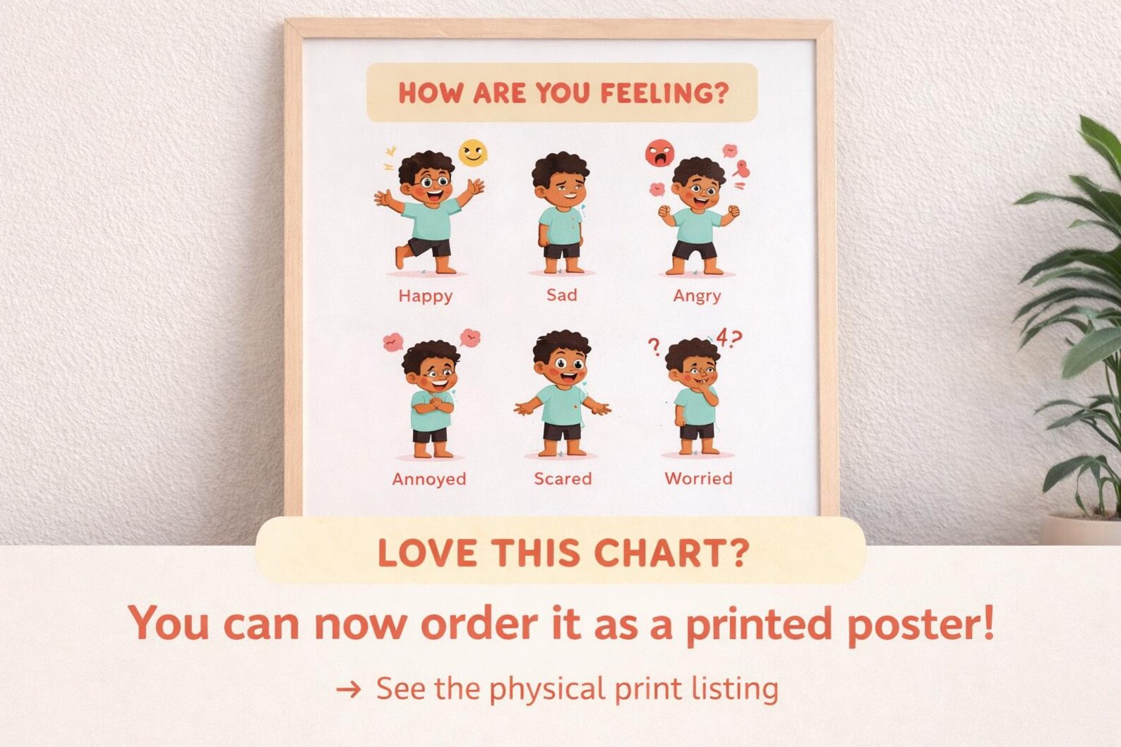 Personalized Emotion Chart for Kids | Custom Feelings Poster | Diverse ...