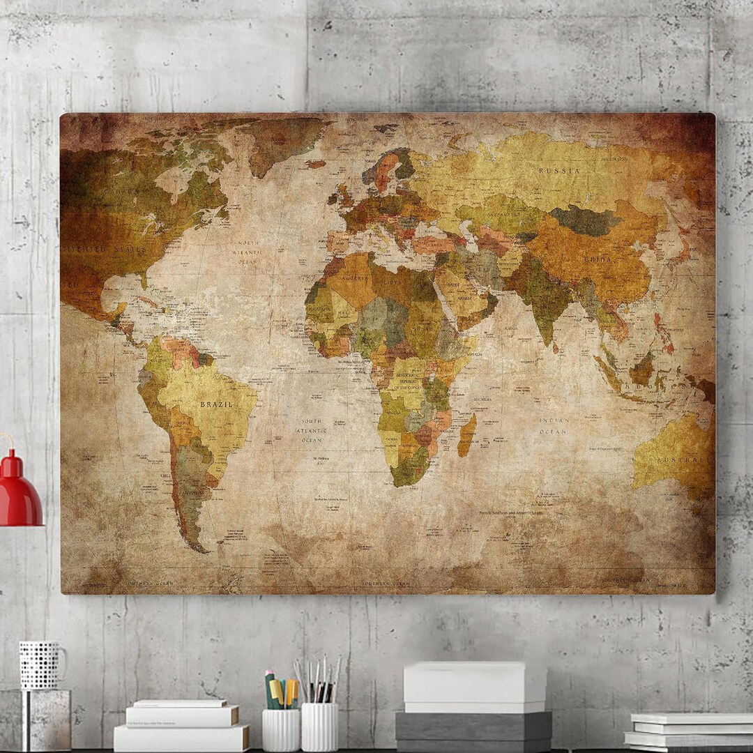 World Map Canvas Wall Art Painting Map Canvas Art World Map - Etsy UK