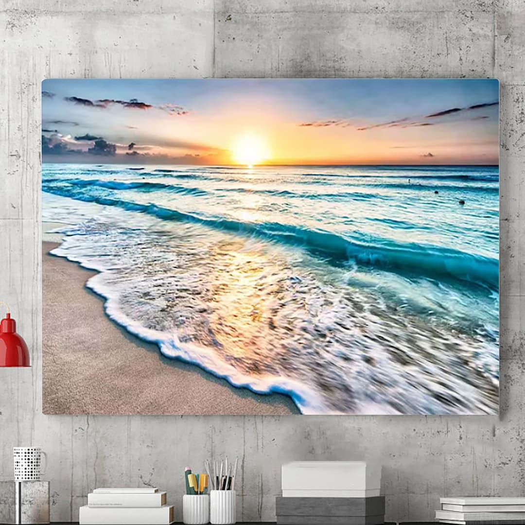 Sunset Over the Ocean Canvas Wall Art Painting Landscape Wall - Etsy