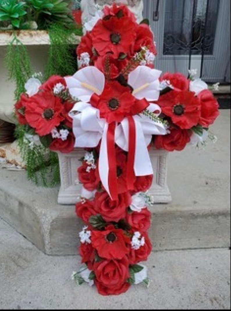 Remembrance Day Poppy Saddle Cross Cemetery Flowers Memorial - Etsy