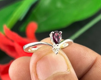 Granaat Verlovingsringen Unieke Art Deco Ring Januari Geboortesteen Geschenken Rode Edelsteen Ringen Vrouwen Handgemaakte Sieraden Verjaardag
