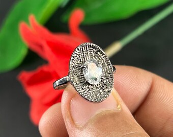 White Topaz Ring 925 Sterling Silver-White Topaz Promise Ring-White Topaz Engagement Ring-White Topaz Ring