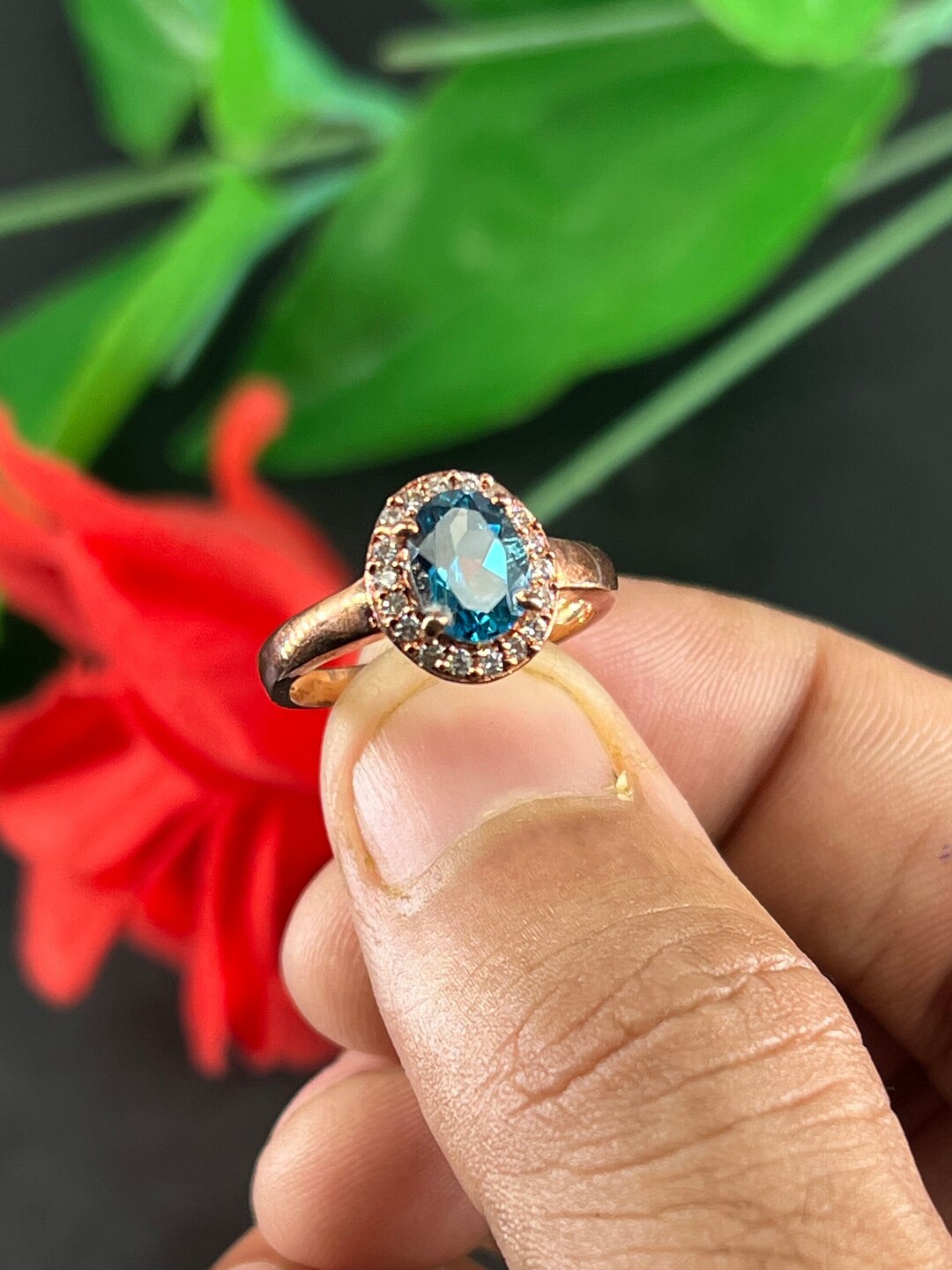 London Blue Topaz Ring, Sterling Silver, Blue Gemstone, Promise Ring