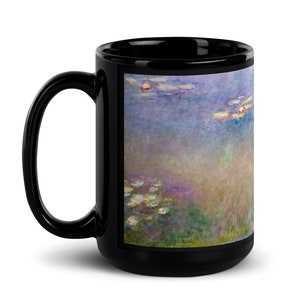 Black Mug featuring Claude Monet&#39;s Water Lilies (11oz // 15oz)