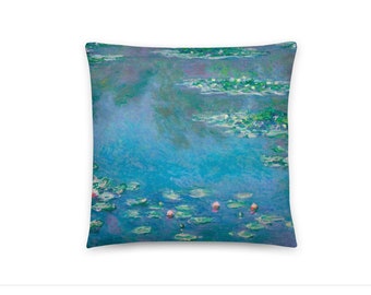 Square Monet Throw Pillow featuring 'Water Lilies'