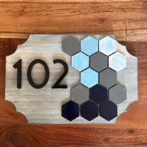 House Number Plaque with Small Honeycomb