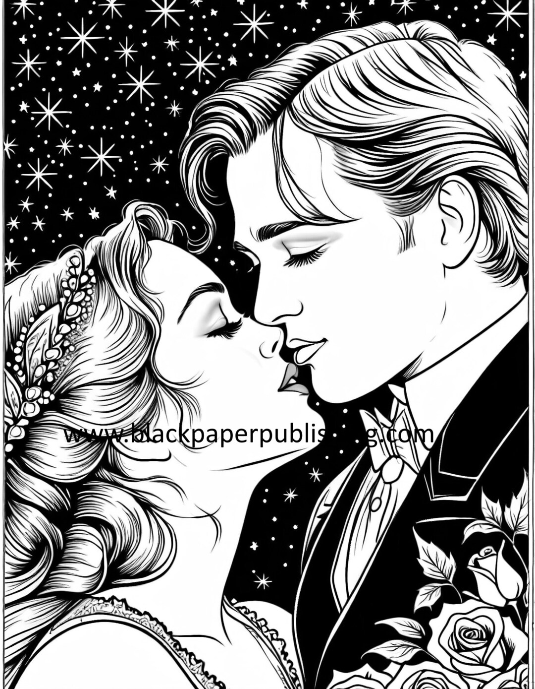 Titanic Inspired Jack and Rose Starry Sky Coloring Page for Adults ...