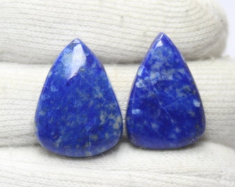 2 Pcs Lapis Lazuli Cabochon Pear Shape Blue Lapis Lazuli Gemstone , Semi precious , Gift for her , Handmade with good feeling 39 ct  #2997