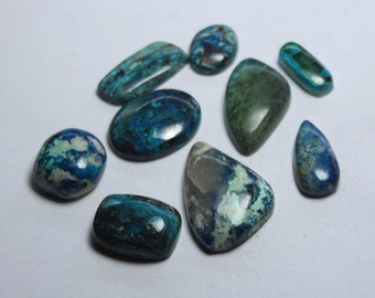 8 PCS AAA Quality Azurite Gemstone Wholesale Price Stone Natural Azurite Cabochons Handmade And hand polished. 108 ct #1598