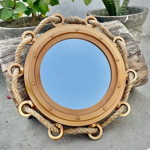Vintage Nautical Porthole Mirror: Maritime Wall Decor, Antique Brass Finish