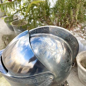 Authentic Knight's Helmet – Handcrafted Medieval Steel Armor for Roleplay & Display image 6