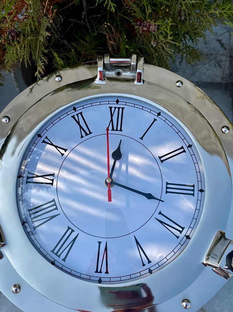 Clock Hand Coloured Rivets Hand-finished Nickel Chrome Porthole Clock – Nautical Wall Decor - Etsy
