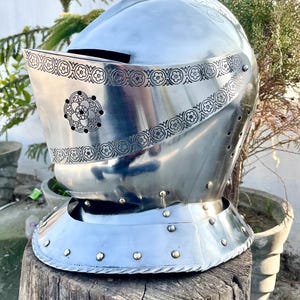 Authentic Knight's Helmet – Handcrafted Medieval Steel Armor for Roleplay & Display image 5