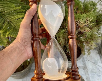 Handcrafted Nautical Wooden Hourglass - 60 Minute Sand Timer