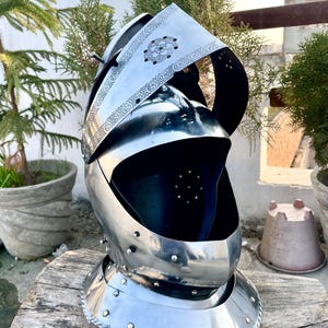 Authentic Knight's Helmet – Handcrafted Medieval Steel Armor for Roleplay & Display image 7