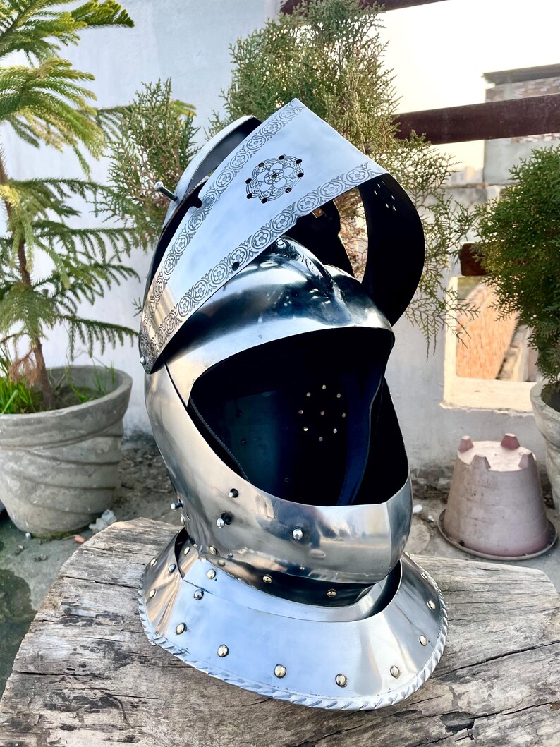 Authentic Knight's Helmet – Handcrafted Medieval Steel Armor for Roleplay & Display image 7
