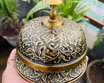 Handcrafted Brass Ornate Bell: Vintage-Inspired Home & Garden Decor