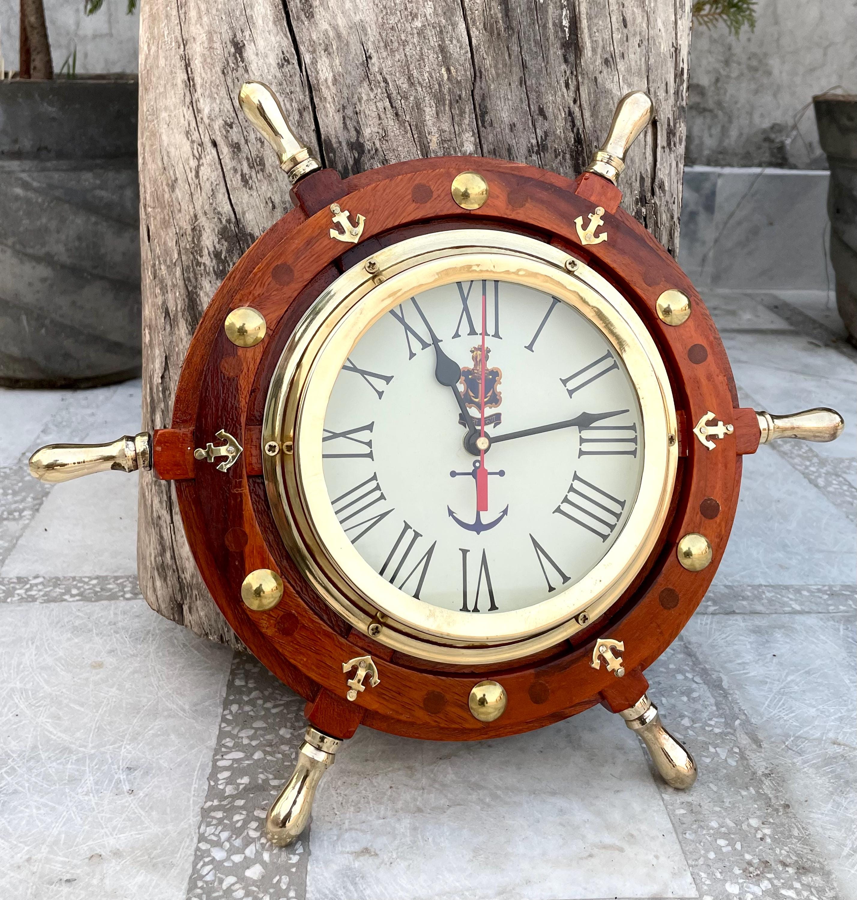 The Captain's Time: Brass and Wooden - Handcrafted Nautical Ship