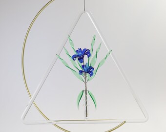 Jarrón triangular de flores de cristal bohemio hecho a mano para atrapar el sol, ideal como regalo para cumpleaños, día de la madre, Navidad, condolencias y nacimientos.