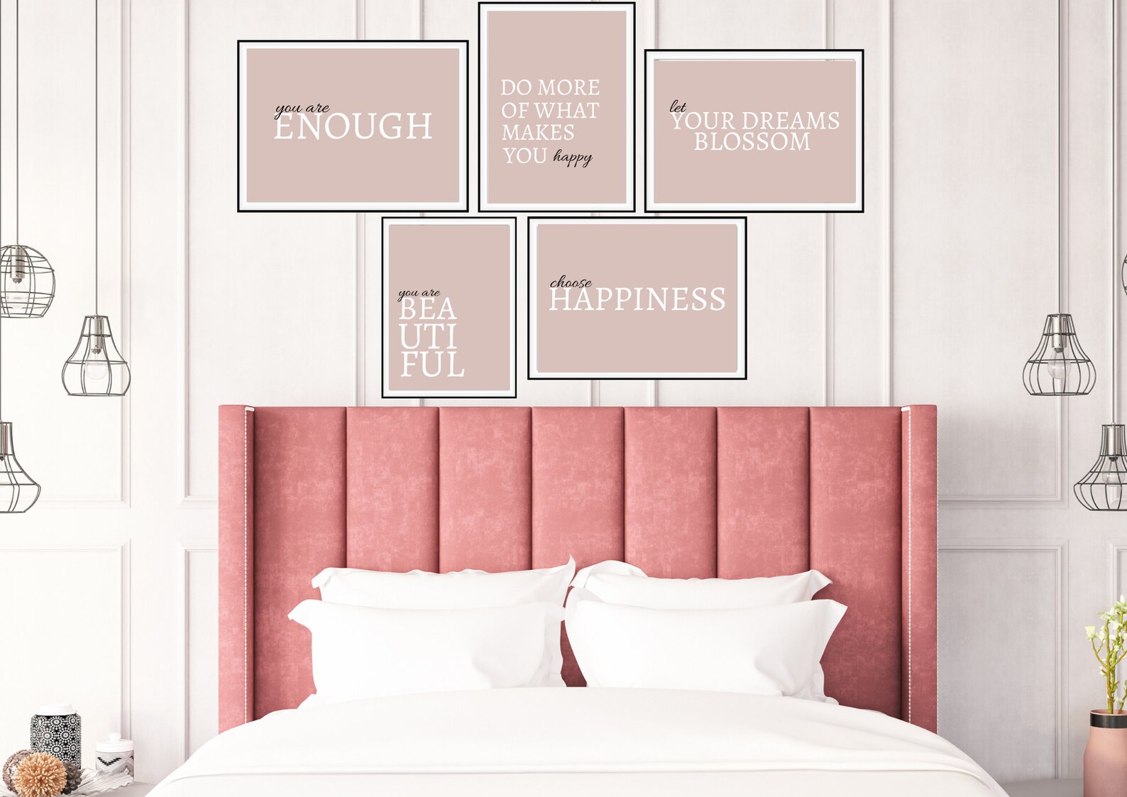 Daily Affirmations Wall Art Set Pink Positive Quotes Girly - Etsy