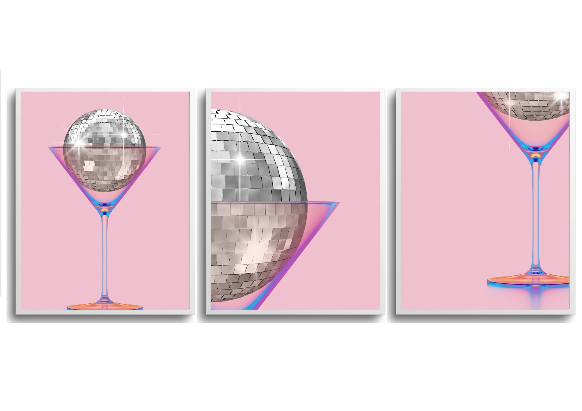 Disco Ball Martini Glass Wall Artfun Home Bar Decorcocktail Wall