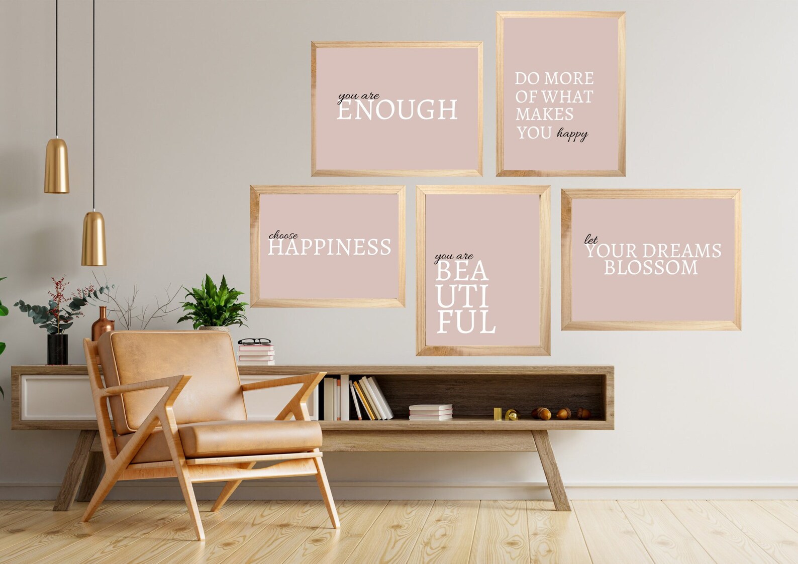 Daily Affirmations Wall Art Set Pink Positive Quotes Girly - Etsy