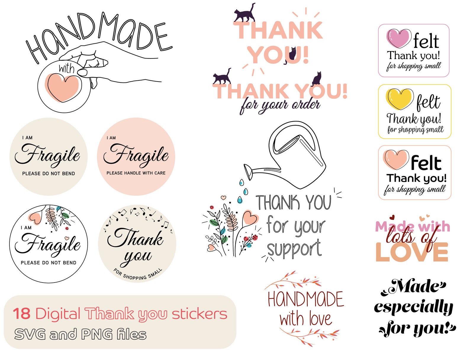 DIY Thank You Sticker Bundle With PNG and SVG Files for Small ...