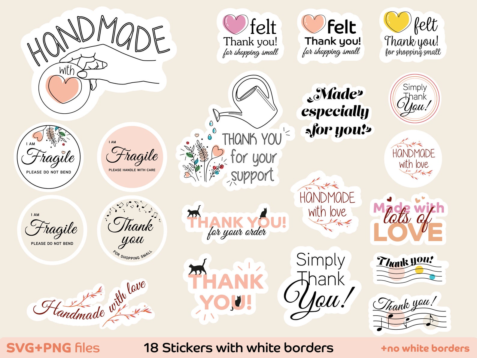 DIY Thank You Sticker Bundle With PNG and SVG Files for Small ...