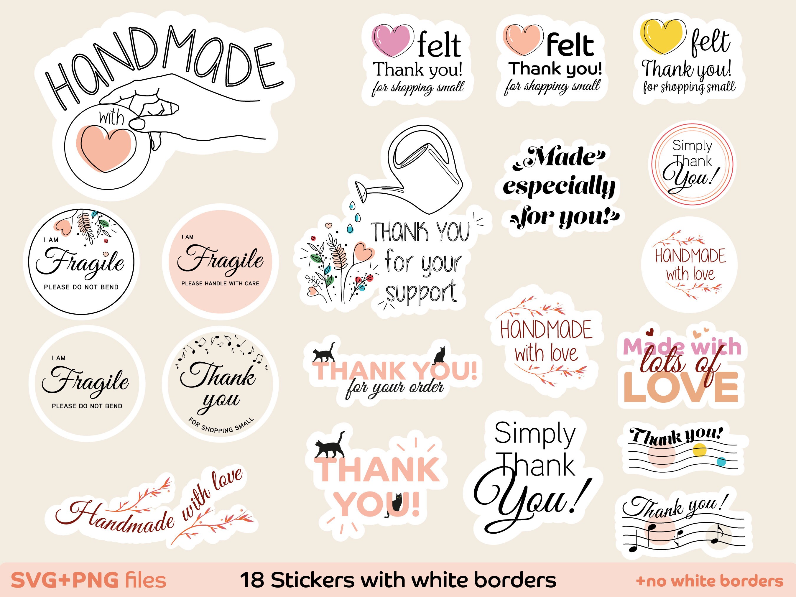DIY Thank You Sticker Bundle With PNG and SVG Files for Small