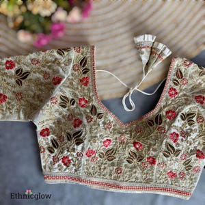 Embroidered Bridal Blouse: Heavy Sequin & Floral Work, Handmade Latkans
