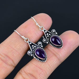 Natural Gemstone Amethyst Silver Earring 925 Sterling Designer Silver Earring Gift For Gift For Women Sterling Silver Earring Gift For Her