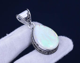 Australian Triplet Opal Pendant: Pear Sterling Silver Boho Jewelry