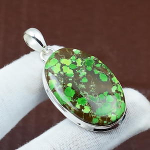 Green Copper Turquoise Pendant, 925 Silver Sterling, Handmade Pendant, Gemstone Pendant, Green Copper Pendant, Women Pendant, Gift For Her.
