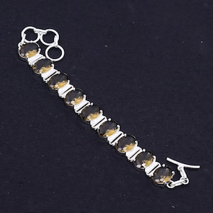 Smoky Quartz Tennis Bracelet-925 Sterling Silver Bracelet- Oval Smoky Quartz Bracelet- Birthstone Bracelet-Gift For Her Handmade Bracelet