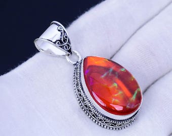 Australian Triplet Opal Pendant: Sterling Silver Boho Gemstone