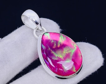 Australian Triplet Fire Opal 925 Sterling Silver Pear Pendant