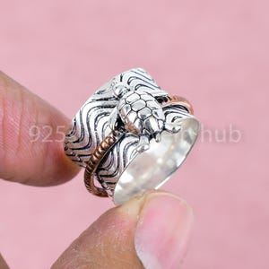 Silver Spinner Ring Turtle Ring 925 Sterling Silver Spinner copper Vair Spinner Handmade item Gift For Her Wedding Gift Silver Turtle Ring